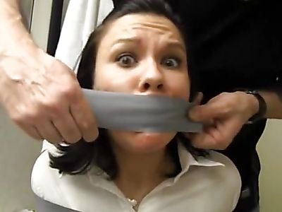 Homemade bondage in the bathroom with a girl in stockings